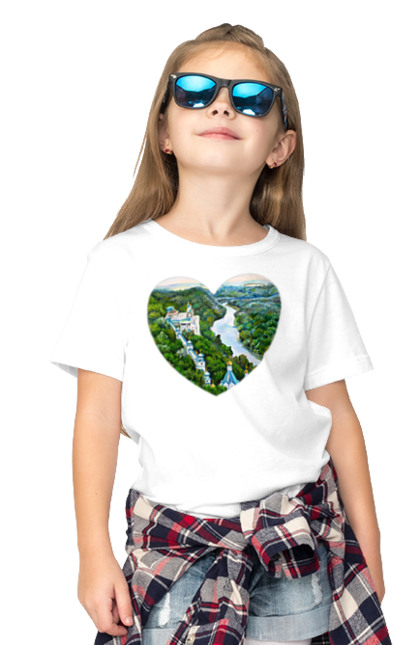 Children's t-shirt with prints Святогорская лавра. Church, donetsk region, forest, landscape, monastery, river, svyatogorsk, ukraine. 2070702