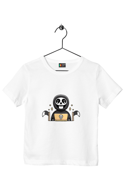 Футболка дитяча з принтом "Темний розробник програміст". Brain, geek, linux, php, ай ти, ай ті, баг, геймер, гік, гра в кальмара, де баг, код, лаптоп, лінукс, пранк, програміст, розробник, смерть, сміх, смішне, ютер. 2070702