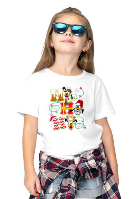 Children's t-shirt with prints Merry Christmas. Cartoon, christmas, christmas, deer, disney, holiday, merry christmas, santa. 2070702