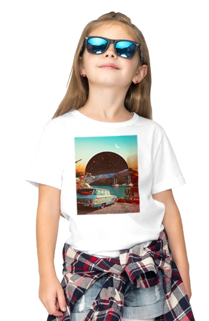 Картина, машина біля річки