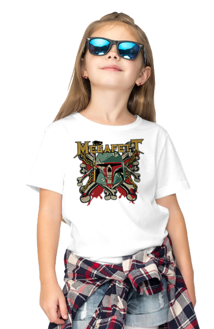 Children's t-shirt with prints Megafett. Bob fett, boba fett, clone, head hunter, megadeth, megafett, star wars. 2070702