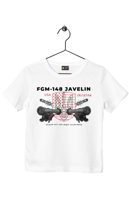 Футболка дитяча з принтом "FGM 148 Javelin". Caesar, himars, javelin, nlaw, patriot, weapon, zaluzhny. 2070702