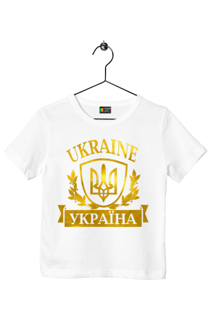 Футболка дитяча з принтом "Герб України". Герб, герб україни, доброго вечора, з гербом україни, з тризубом, зсу, патріотична, прапор. 2070702