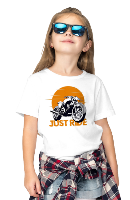Футболка дитяча з принтом "Мотоцикл, Просто Їдь". Дорога, їзда, мотоцикл. KRUTO.  Магазин популярних футболок