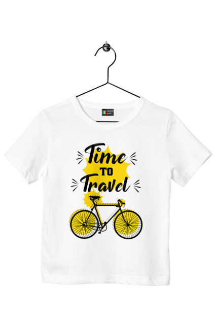 Футболка дитяча з принтом "Час Подорожей, Велосипед". Велосипед, подорожувати, час. 2070702