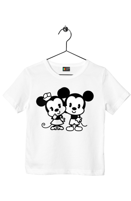 Футболка дитяча з принтом "Міккі Маус та Мінні Маус". Mickey mouse, minnie mouse, дісней, міккі, міккі маус, мінні маус, мультфільм. 2070702