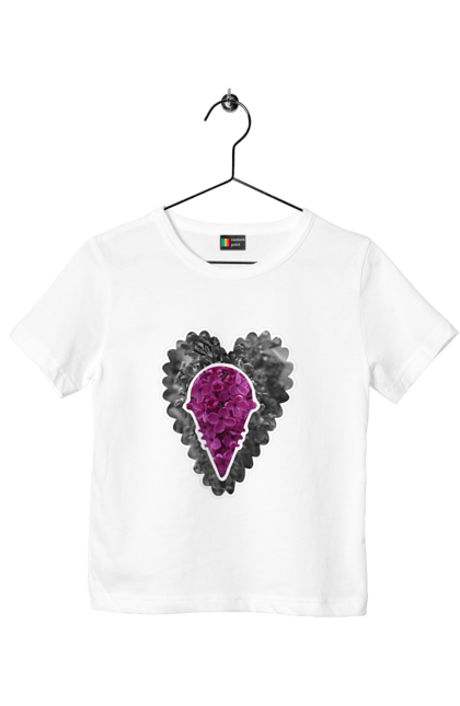 Children's t-shirt with prints Ice cream in the heart. Cheerful, flowers, heart, ice, lilac, love, original, summer, sweets. CustomPrint.market