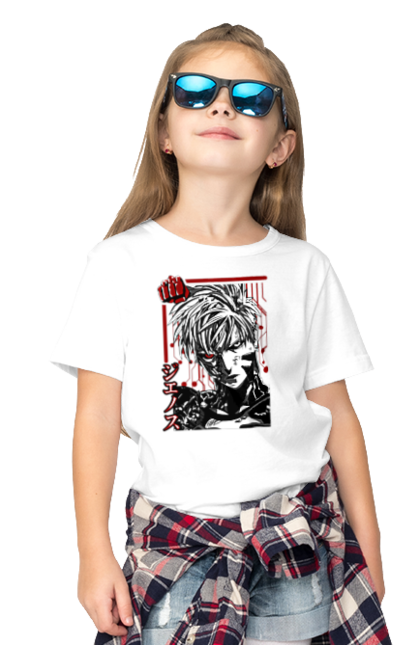 Children's t-shirt with prints One Punch Man Genos. Anime, comedy, cyborg, demon, demon cyborg, genos, manga, one punch man, parody, superheroes. 2070702