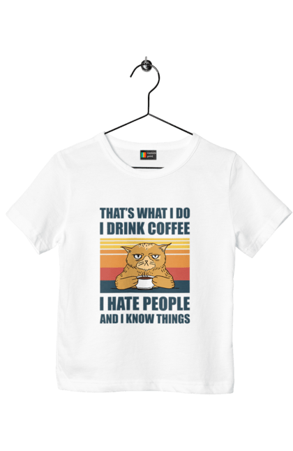 Футболка дитяча з принтом "Невдоволений кіт". Angular, c, css, html, it, javascript, jquery, php, python, react, svelt, vue, айтишник, айті, гумор, код, кодувати, прогер, програміст, програмісти, ти ж, ти ж програміст, тиж програміст. 2070702