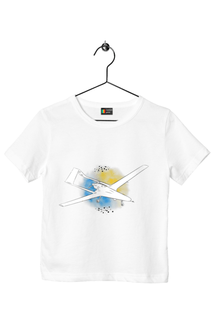 Футболка дитяча з принтом "Товариш байрактар". Акварель, байрактар, небо, славаукраїні, україна. 2070702