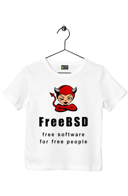 Футболка дитяча з принтом "Freebsd Для Вільних". Bsd, freebsd, unix, адміністратор, айті, айтішник, безкоштовна, безкоштовно, бестія, вільна, демон, демонесса, доступність, незалежність, операційна система, ос, програміст, програмне забезпечення, свобода, сисадмін, система, системний адміністратор, софт, текст, червоний, чорний. 2070702