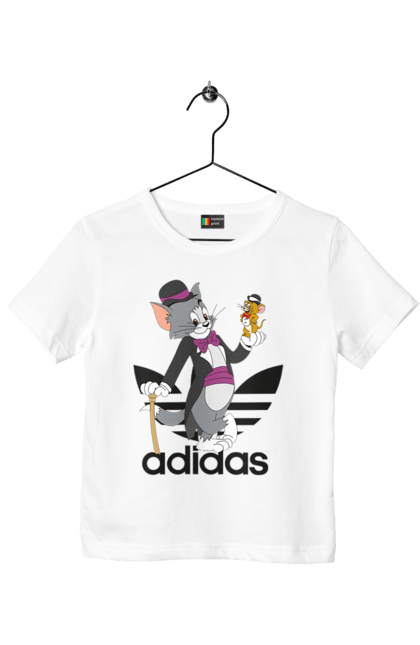 Футболка детская с принтом Adidas Том и Джерри. Adidas, tom and jerry, адидас, джерри, кот, мульт, мультсериал, мышь, том, том и джерри. 2070702