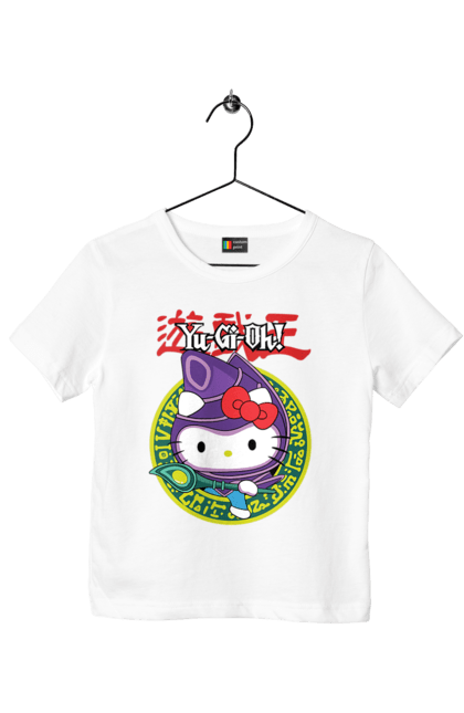 Children's t-shirt with prints Yu Gi Oh! Hello Kitty. Brand, cat, character, hello kitty, kitten, yu gi oh, yugio. 2070702