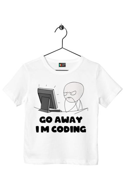 Футболка дитяча з принтом "Іди Я кодую". Айті, айтішник, для айтішника, для програміста, йди я кодую, майстер коду, подарунок айтішнику, подарунок програмісту, програміст, розробник. 2070702