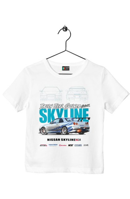 Children's t-shirt with prints Nissan Skyline. Auto, automobile, car, nissan skyline, skyline. 2070702