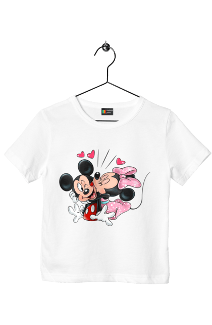 Футболка детская с принтом Микки Маус и Минни Маус. Mickey mouse, minnie mouse, дисней, микки, микки маус, минни маус, мультфильм. 2070702