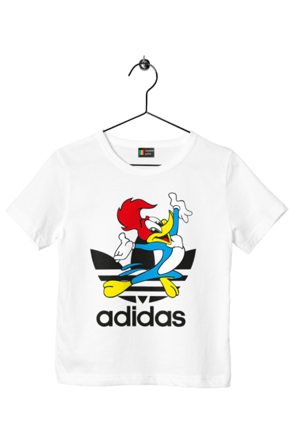 Футболка дитяча з принтом "Adidas Вуді Вудпекер". Adidas, woody woodpecker, адідас, вуді, вуді вудпекер, дятел вуді, мультсеріал. 2070702