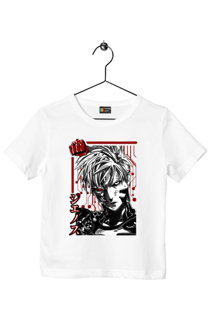 Children's t-shirt with prints One Punch Man Genos. Anime, comedy, cyborg, demon, demon cyborg, genos, manga, one punch man, parody, superheroes. 2070702