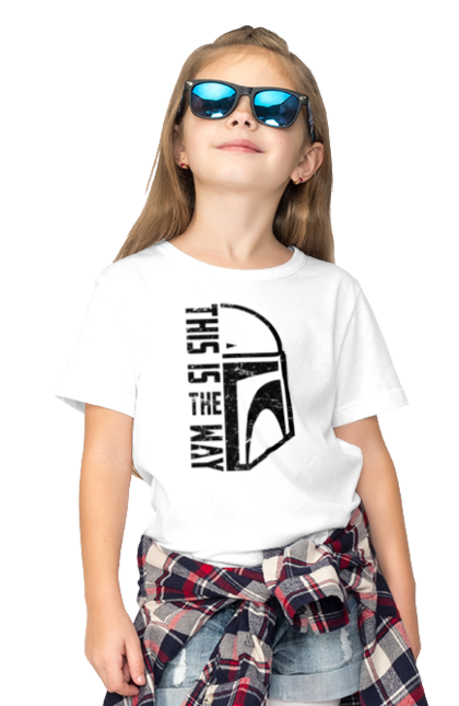 Children's t-shirt with prints This is the way. Baby yoda, cinema, disney, distressed, mandalorian, mandalorian helmet, movies, star wars, television series. 2070702