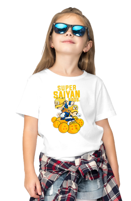 Children's t-shirt with prints Dragon Ball Mario. Anime, dragon ball, goku, manga, mario, tv series, vegeta. 2070702