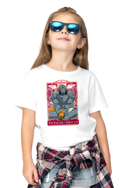 Children's t-shirt with prints Fullmetal Alchemist Al Elric. Adventures, al elric, alphonse, anime, comedy, fullmetal alchemist, manga, steampunk. 2070702