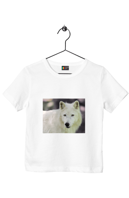 Футболка дитяча з принтом "Волк". White, wolf, білий, волк, ліс. CustomPrint.market
