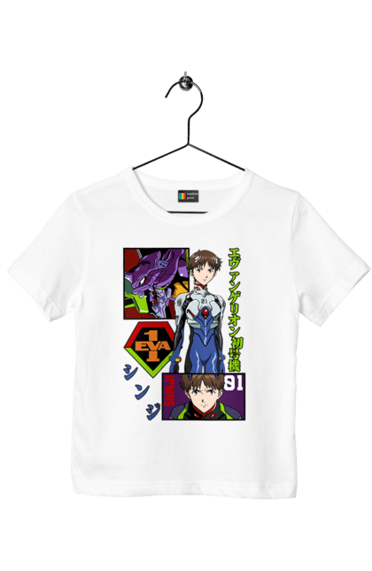 Children's t-shirt with prints Evangelion. Angel, anime, eva 01, evangelion, manga, neon genesis evangelion, shinji. 2070702