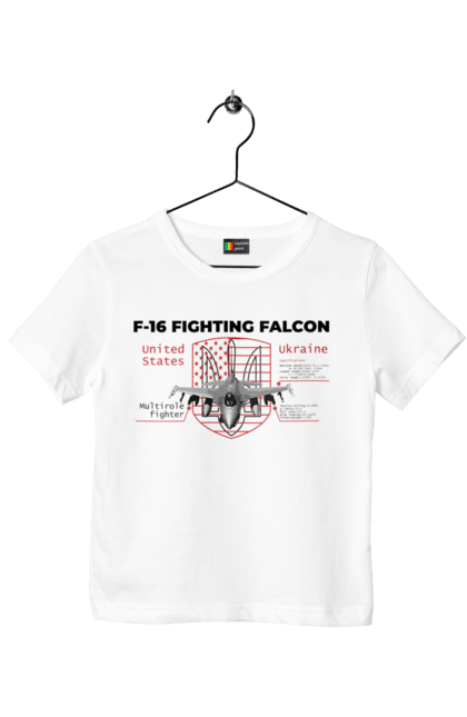 Футболка дитяча з принтом "F 16". F16, nasams, zuzana, гаубиця, два герби, залужний, сюзанна. 2070702