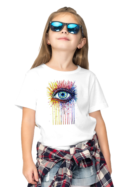 Футболка дитяча з принтом "Барвисто Тече Око". Очей, фарби. 2070702