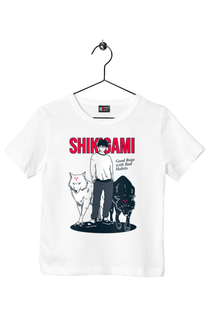 Children's t-shirt with prints Jujutsu Kaisen Megumi. Anime, dark fantasy, fushiguro, fushiguro megumi, jujutsu kaisen, magic battle, manga, megumi, mystic. 2070702