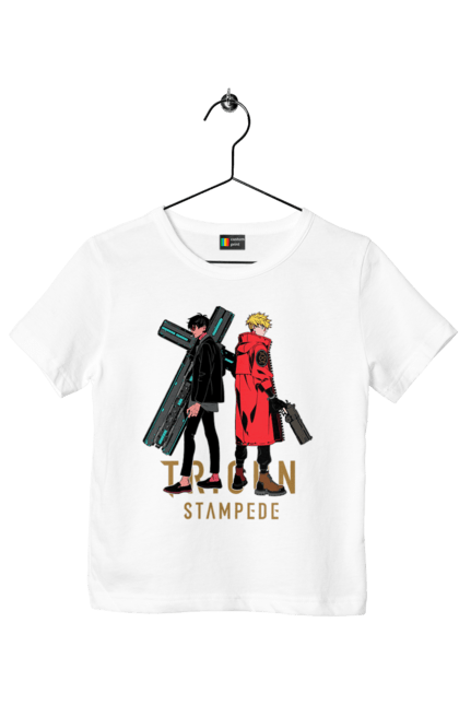 Футболка дитяча з принтом "Триган". Netflix, nicholas d. wolfwood, trigun, vash the stampede, аніме, веш ураган, манга, нетфлікс, ніколас д. вульфвуд, триган. 2070702