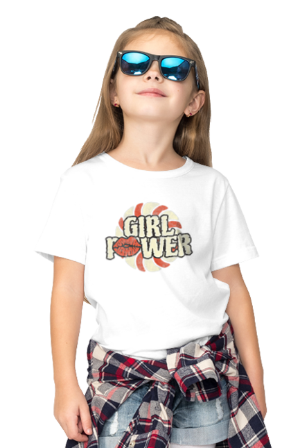 Футболка дитяча з принтом "Girl Power". Girl power, гасло, дівчата, дівчата можуть, жінки, жіноча сила, незалежність, сила, фемінізм. 2070702