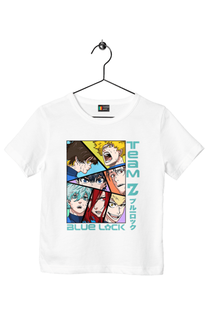 Children's t-shirt with prints Blue Lock. Anime, blue lock, blue prison, manga, sport, sports anime. 2070702