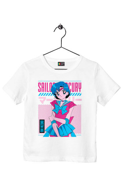 Футболка детская с принтом Сейлор Мун Меркурий. Ami mizuno, sailor mercury, sailor moon, ами мидзуно, аниме, драма, махо-сёдзё, сейлор мун, сериал\. 2070702