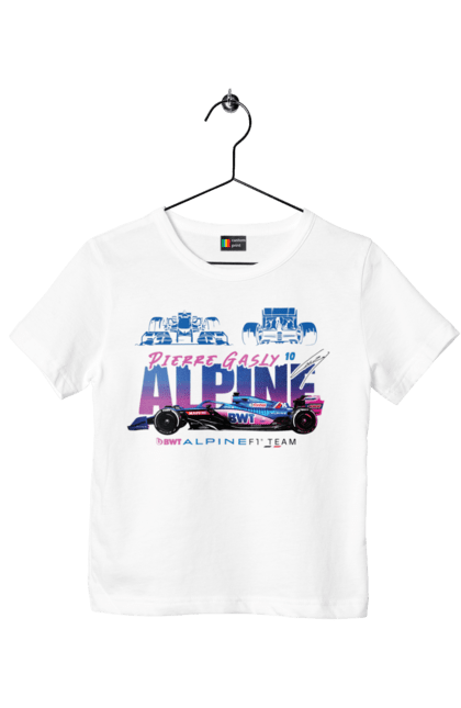 Children's t-shirt with prints Alpine F1 Team. Alpine, alpine f1 team, auto, automobile, bwt, car, racing car. 2070702