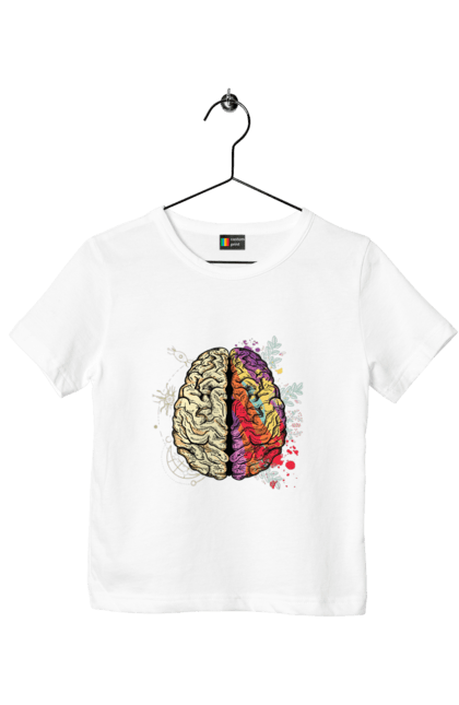 Футболка дитяча з принтом "Творчість та логіка". Бінарний, біткоїн, біткойн, валюта, гроші, крипто, наука, програміст, программист, творчество, техно, хакер, художник, цветной. 2070702