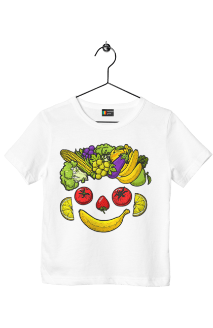 Children's t-shirt with prints Hls Smile. Healthy, smile, vegetable. 2070702
