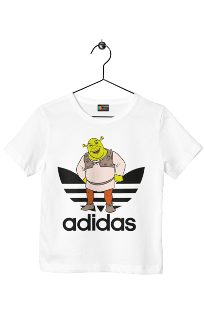 Children's t-shirt with prints Adidas Shrek. Adidas, cartoon, ogre, shrek. 2070702