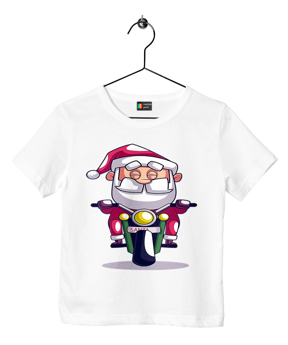 Happy Santa on a motorcycle