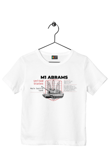Футболка дитяча з принтом "M1 Abrams англійська". Abrams, m1 abrams, залужний, зброя, танк. 2070702