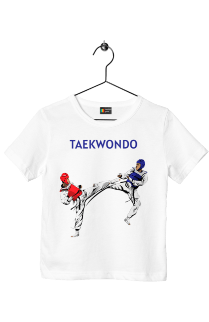 Футболка детская с принтом Taekwondo training02 [Converted]. Taekwondo, боевое искусство, корея, спорт, таэквондо, тренировка. 2070702