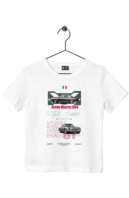 Children's t-shirt with prints Aston Martin DB4. Aston martin, auto, automobile, car, db4, race, sport, sport car. 2070702