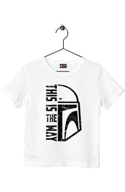 Children's t-shirt with prints This is the way. Baby yoda, cinema, disney, distressed, mandalorian, mandalorian helmet, movies, star wars, television series. 2070702