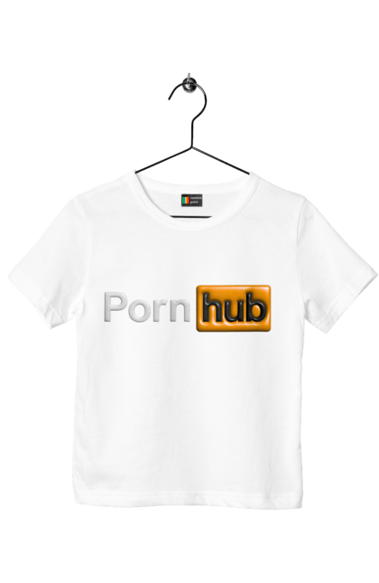 Футболка дитяча з принтом "Порно Хаб". Гумор, логотип порнохаб, молодіжна, порно хаб, порнхаб. 2070702
