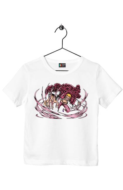 Children's t-shirt with prints One Piece Donquixote Doflamingo. Anime, donquixote doflamingo, heavenly yaksha, manga, one piece, straw hat pirates. 2070702