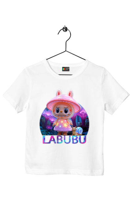 Футболка дитяча з принтом "Лабубу". Брелок лабубу, іграшка лабубу, лабубу, лабубу кока кола, лялька лабубу, мерч лабубу, мила, рожева лабубу, смішна лабубу. 2070702