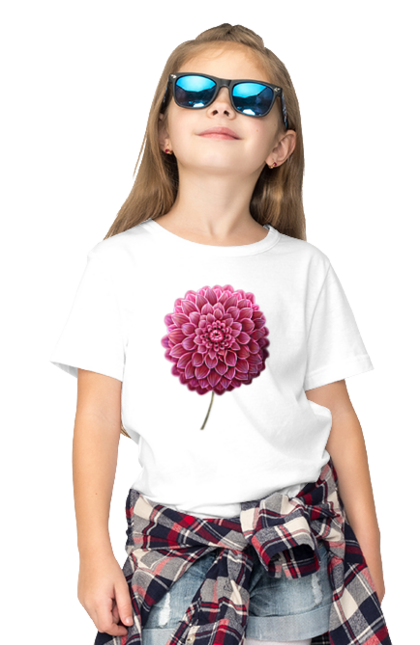 Футболка дитяча з принтом "Рожева, велика квітка". Букет, весна, квіти, квітка, рожева квітка. PrintMarket - інтернет-магазин одягу та аксесуарів з принтами плюс конструктор принтів - створи свій унікальний дизайн