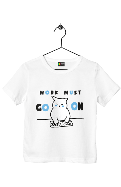 Футболка дитяча з принтом "Робота не вовк". Айті, кіт, коти, котики, робота. 2070702