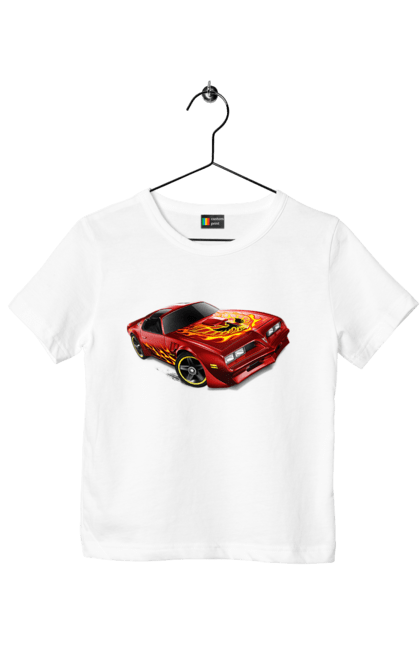 Футболка дитяча з принтом "Машина червона, швидкісна". Їзда, колеса, машина, швидкість. 2070702