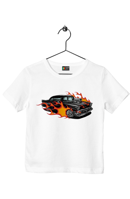 Футболка дитяча з принтом "Машина Вогонь". Автомобіль, вогонь, машина. 2070702